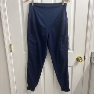 MedCouture Maternity Jogger Scrub Pants Small Navy Blue